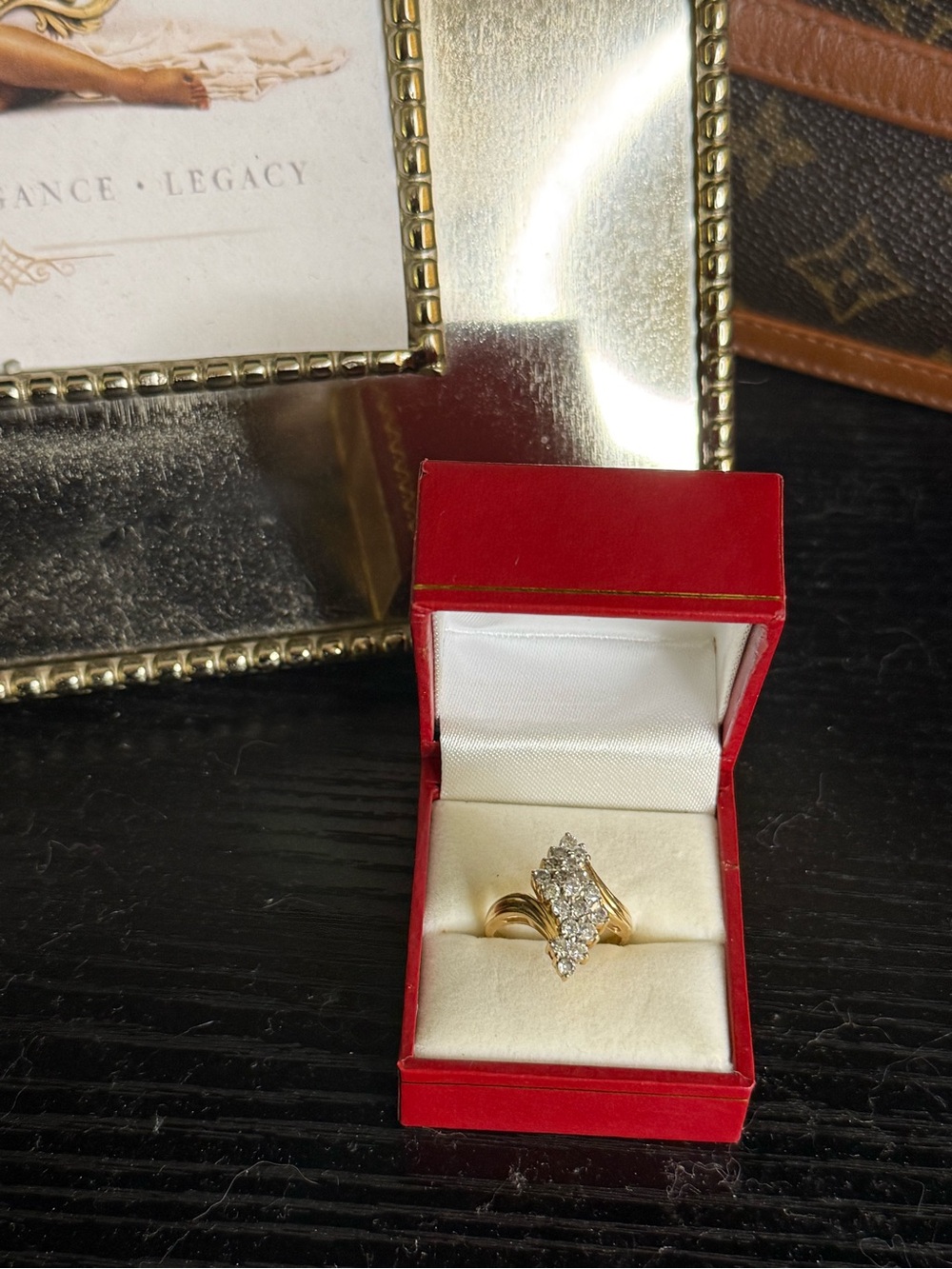 Vintage 14K Gold Natural Diamond Cluster Ring Size 7 5.50g Estate Cocktail Ring